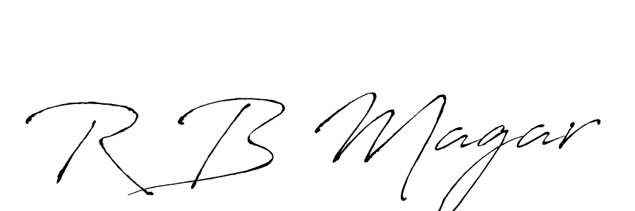 The best way (Antro_Vectra) to make a short signature is to pick only two or three words in your name. The name R B Magar include a total of six letters. For converting this name. R B Magar signature style 6 images and pictures png