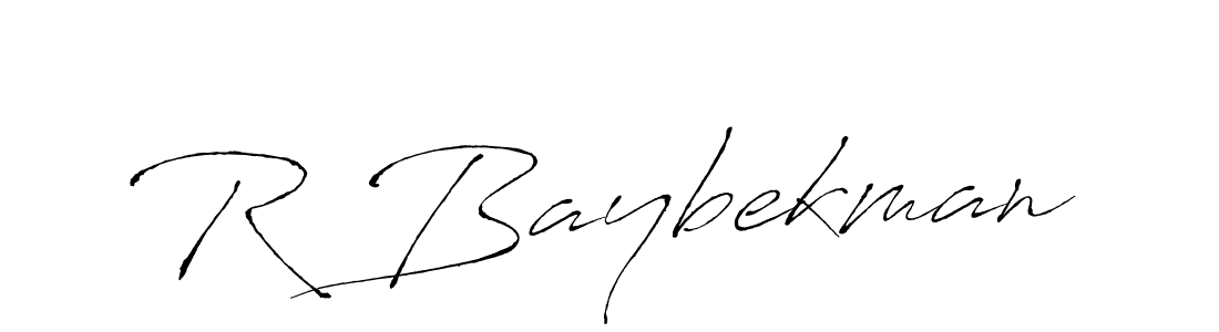 The best way (Antro_Vectra) to make a short signature is to pick only two or three words in your name. The name R Baybekman include a total of six letters. For converting this name. R Baybekman signature style 6 images and pictures png