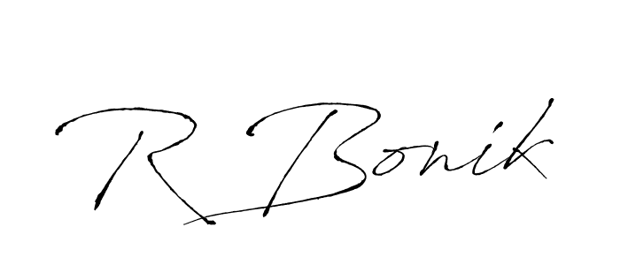 You should practise on your own different ways (Antro_Vectra) to write your name (R Bonik) in signature. don't let someone else do it for you. R Bonik signature style 6 images and pictures png