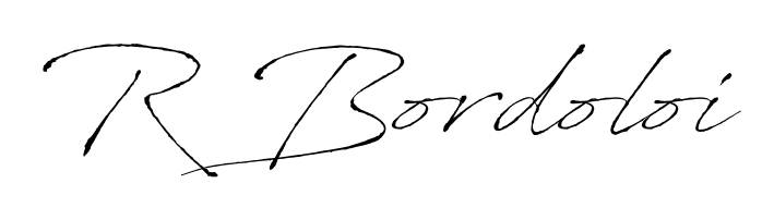Personalize your online presence with R Bordoloi signature rendered in elegant Antro_Vectra font. Great for website footers and blogs. R Bordoloi signature style 6 images and pictures png