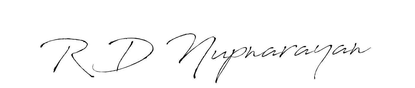 How to make R D Nupnarayan name signature. Use Antro_Vectra style for creating short signs online. This is the latest handwritten sign. R D Nupnarayan signature style 6 images and pictures png