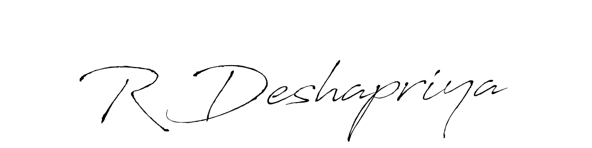 Use a signature maker to create a handwritten signature online. With this signature software, you can design (Antro_Vectra) your own signature for name R Deshapriya. R Deshapriya signature style 6 images and pictures png