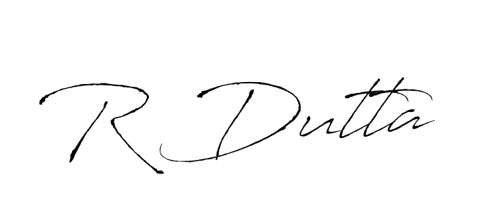 The best way (Antro_Vectra) to make a short signature is to pick only two or three words in your name. The name R Dutta include a total of six letters. For converting this name. R Dutta signature style 6 images and pictures png