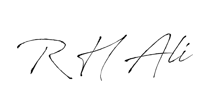 How to make R H Ali name signature. Use Antro_Vectra style for creating short signs online. This is the latest handwritten sign. R H Ali signature style 6 images and pictures png