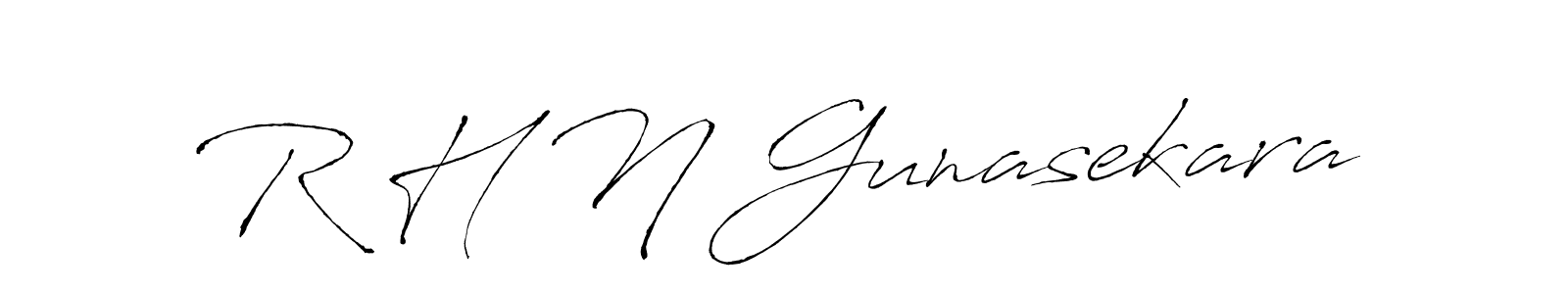 How to make R H N Gunasekara name signature. Use Antro_Vectra style for creating short signs online. This is the latest handwritten sign. R H N Gunasekara signature style 6 images and pictures png