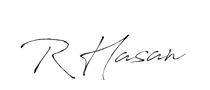 Make a beautiful signature design for name R Hasan. With this signature (Antro_Vectra) style, you can create a handwritten signature for free. R Hasan signature style 6 images and pictures png
