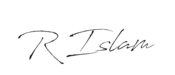 Make a beautiful signature design for name R Islam. With this signature (Antro_Vectra) style, you can create a handwritten signature for free. R Islam signature style 6 images and pictures png