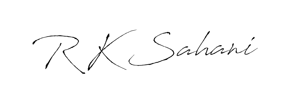 The best way (Antro_Vectra) to make a short signature is to pick only two or three words in your name. The name R K Sahani include a total of six letters. For converting this name. R K Sahani signature style 6 images and pictures png