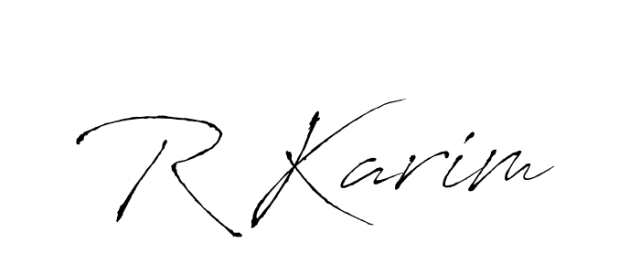 The best way (Antro_Vectra) to make a short signature is to pick only two or three words in your name. The name R Karim include a total of six letters. For converting this name. R Karim signature style 6 images and pictures png