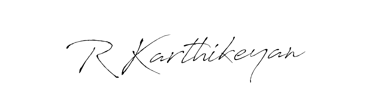 How to make R Karthikeyan signature? Antro_Vectra is a professional autograph style. Create handwritten signature for R Karthikeyan name. R Karthikeyan signature style 6 images and pictures png