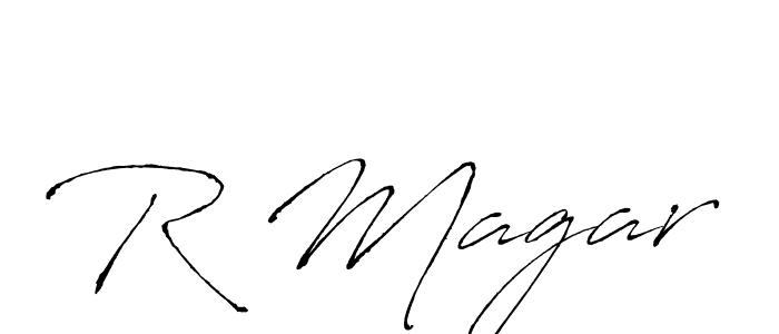 The best way (Antro_Vectra) to make a short signature is to pick only two or three words in your name. The name R Magar include a total of six letters. For converting this name. R Magar signature style 6 images and pictures png