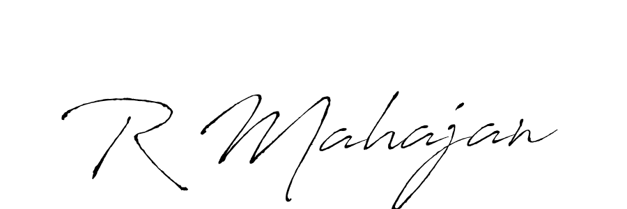 How to make R Mahajan name signature. Use Antro_Vectra style for creating short signs online. This is the latest handwritten sign. R Mahajan signature style 6 images and pictures png