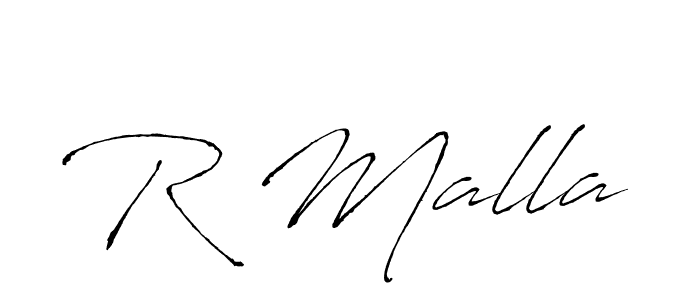 Use a signature maker to create a handwritten signature online. With this signature software, you can design (Antro_Vectra) your own signature for name R Malla. R Malla signature style 6 images and pictures png