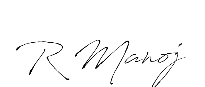 How to make R Manoj name signature. Use Antro_Vectra style for creating short signs online. This is the latest handwritten sign. R Manoj signature style 6 images and pictures png