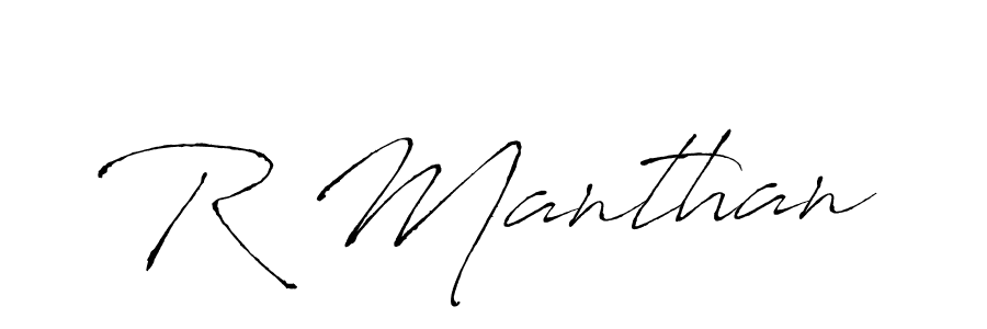 Design your own signature with our free online signature maker. With this signature software, you can create a handwritten (Antro_Vectra) signature for name R Manthan. R Manthan signature style 6 images and pictures png