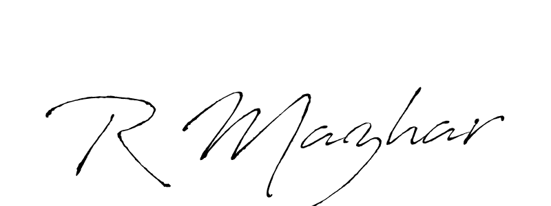 Make a beautiful signature design for name R Mazhar. With this signature (Antro_Vectra) style, you can create a handwritten signature for free. R Mazhar signature style 6 images and pictures png