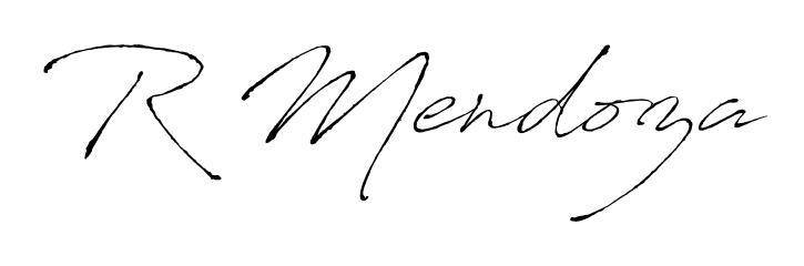 Elevate your brand with a stunning R Mendoza eSignature. The Antro_Vectra style provides a balanced, flowing aesthetic for everyday signing. R Mendoza signature style 6 images and pictures png