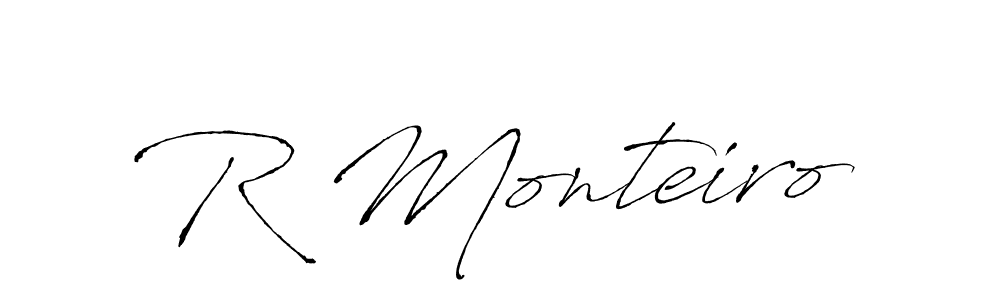 Use a signature maker to create a handwritten signature online. With this signature software, you can design (Antro_Vectra) your own signature for name R Monteiro. R Monteiro signature style 6 images and pictures png