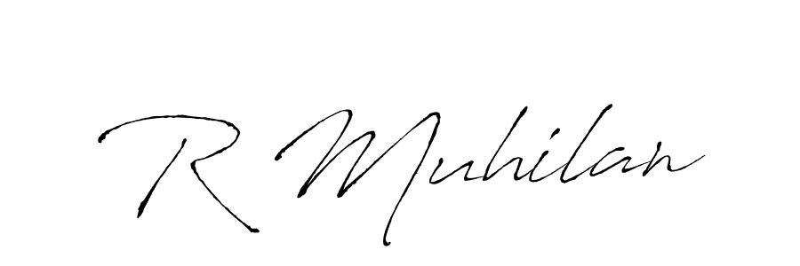 Make a beautiful signature design for name R Muhilan. With this signature (Antro_Vectra) style, you can create a handwritten signature for free. R Muhilan signature style 6 images and pictures png