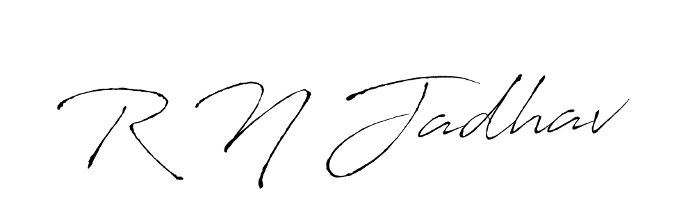 The best way (Antro_Vectra) to make a short signature is to pick only two or three words in your name. The name R N Jadhav include a total of six letters. For converting this name. R N Jadhav signature style 6 images and pictures png