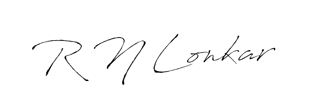 Create a beautiful signature design for name R N Lonkar. With this signature (Antro_Vectra) fonts, you can make a handwritten signature for free. R N Lonkar signature style 6 images and pictures png