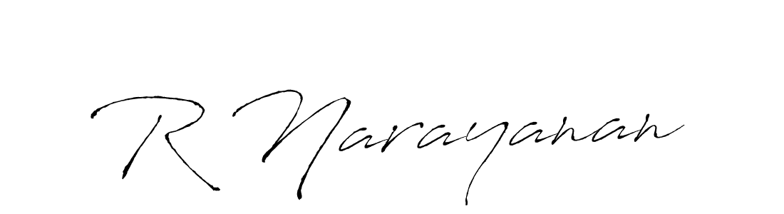 Make a beautiful signature design for name R Narayanan. With this signature (Antro_Vectra) style, you can create a handwritten signature for free. R Narayanan signature style 6 images and pictures png