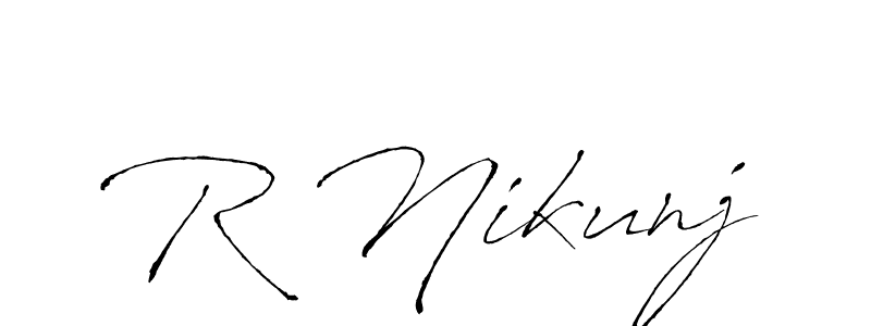 Make a beautiful signature design for name R Nikunj. With this signature (Antro_Vectra) style, you can create a handwritten signature for free. R Nikunj signature style 6 images and pictures png