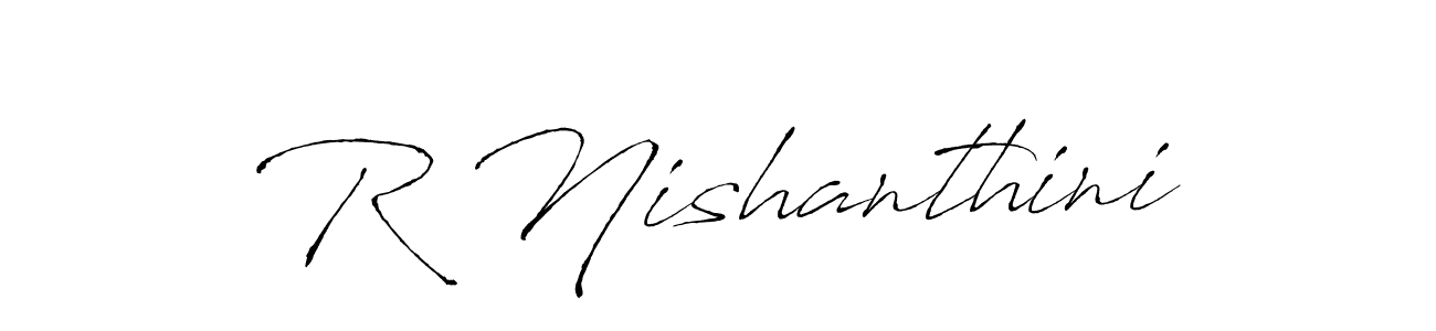 Make a beautiful signature design for name R Nishanthini. With this signature (Antro_Vectra) style, you can create a handwritten signature for free. R Nishanthini signature style 6 images and pictures png