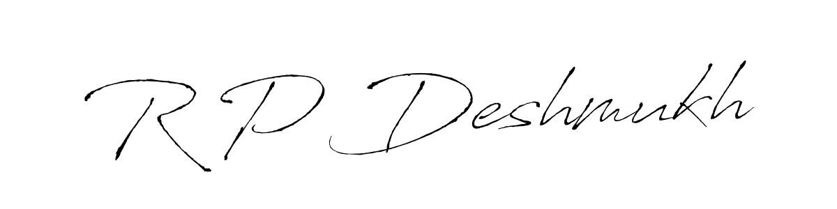 Design your own signature with our free online signature maker. With this signature software, you can create a handwritten (Antro_Vectra) signature for name R P Deshmukh. R P Deshmukh signature style 6 images and pictures png