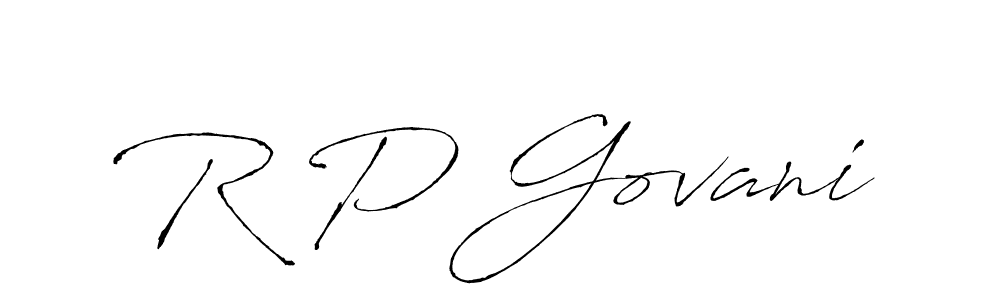 How to make R P Govani name signature. Use Antro_Vectra style for creating short signs online. This is the latest handwritten sign. R P Govani signature style 6 images and pictures png
