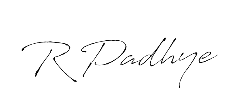 The best way (Antro_Vectra) to make a short signature is to pick only two or three words in your name. The name R Padhye include a total of six letters. For converting this name. R Padhye signature style 6 images and pictures png