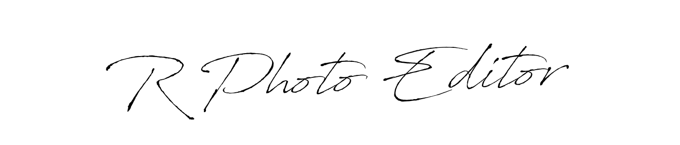 Make a beautiful signature design for name R Photo Editor. With this signature (Antro_Vectra) style, you can create a handwritten signature for free. R Photo Editor signature style 6 images and pictures png