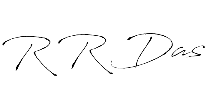 The best way (Antro_Vectra) to make a short signature is to pick only two or three words in your name. The name R R Das include a total of six letters. For converting this name. R R Das signature style 6 images and pictures png