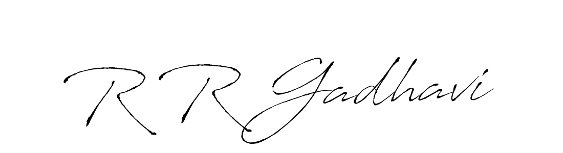 How to make R R Gadhavi signature? Antro_Vectra is a professional autograph style. Create handwritten signature for R R Gadhavi name. R R Gadhavi signature style 6 images and pictures png