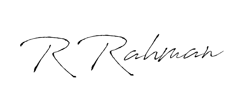 Design your own signature with our free online signature maker. With this signature software, you can create a handwritten (Antro_Vectra) signature for name R Rahman. R Rahman signature style 6 images and pictures png