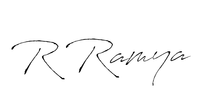 R Ramya stylish signature style. Best Handwritten Sign (Antro_Vectra) for my name. Handwritten Signature Collection Ideas for my name R Ramya. R Ramya signature style 6 images and pictures png