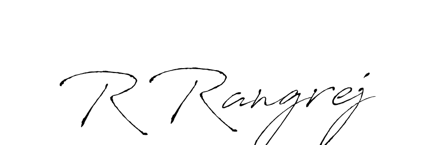 Use a signature maker to create a handwritten signature online. With this signature software, you can design (Antro_Vectra) your own signature for name R Rangrej. R Rangrej signature style 6 images and pictures png