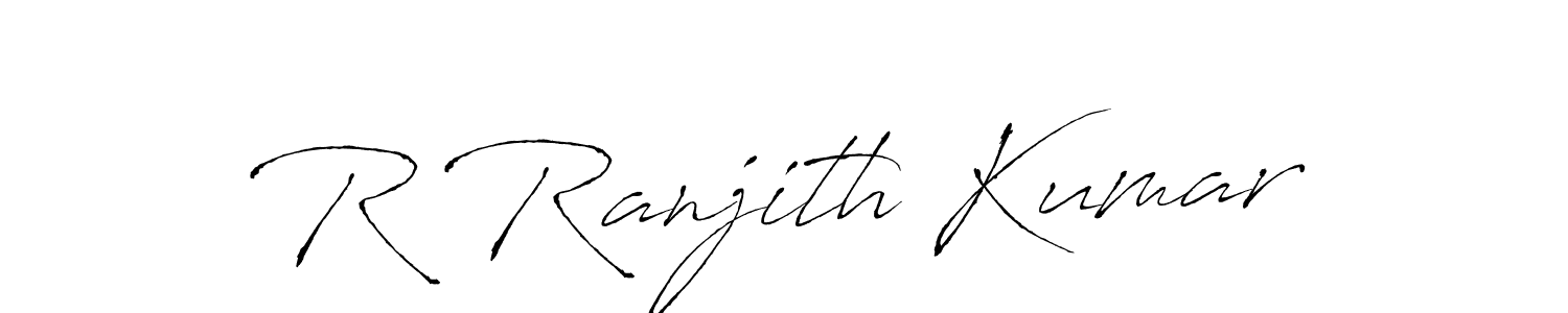 The best way (Antro_Vectra) to make a short signature is to pick only two or three words in your name. The name R Ranjith Kumar include a total of six letters. For converting this name. R Ranjith Kumar signature style 6 images and pictures png