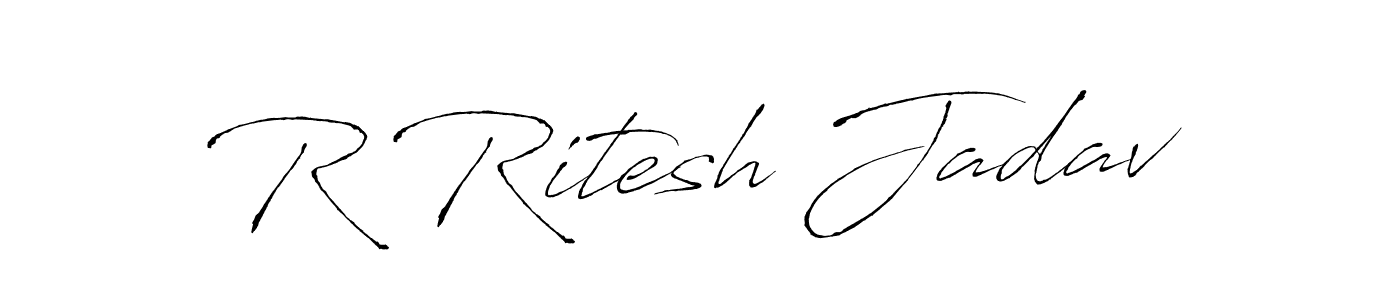 Create a beautiful signature design for name R Ritesh Jadav. With this signature (Antro_Vectra) fonts, you can make a handwritten signature for free. R Ritesh Jadav signature style 6 images and pictures png