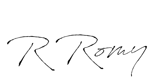 Similarly Antro_Vectra is the best handwritten signature design. Signature creator online .You can use it as an online autograph creator for name R Romy. R Romy signature style 6 images and pictures png