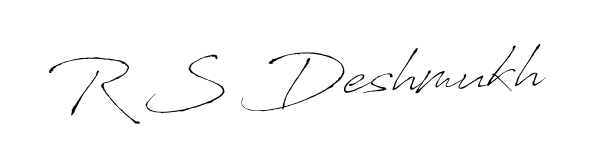 The best way (Antro_Vectra) to make a short signature is to pick only two or three words in your name. The name R S Deshmukh include a total of six letters. For converting this name. R S Deshmukh signature style 6 images and pictures png