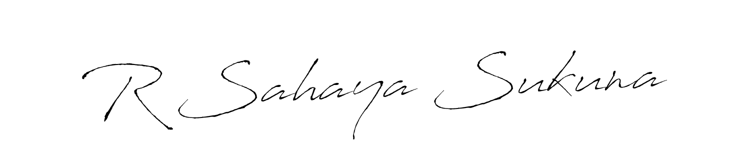 How to make R Sahaya Sukuna name signature. Use Antro_Vectra style for creating short signs online. This is the latest handwritten sign. R Sahaya Sukuna signature style 6 images and pictures png