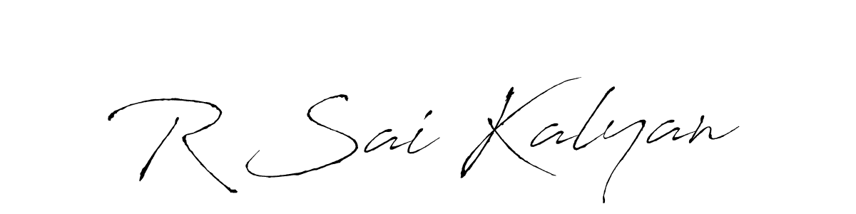 Create a beautiful signature design for name R Sai Kalyan. With this signature (Antro_Vectra) fonts, you can make a handwritten signature for free. R Sai Kalyan signature style 6 images and pictures png