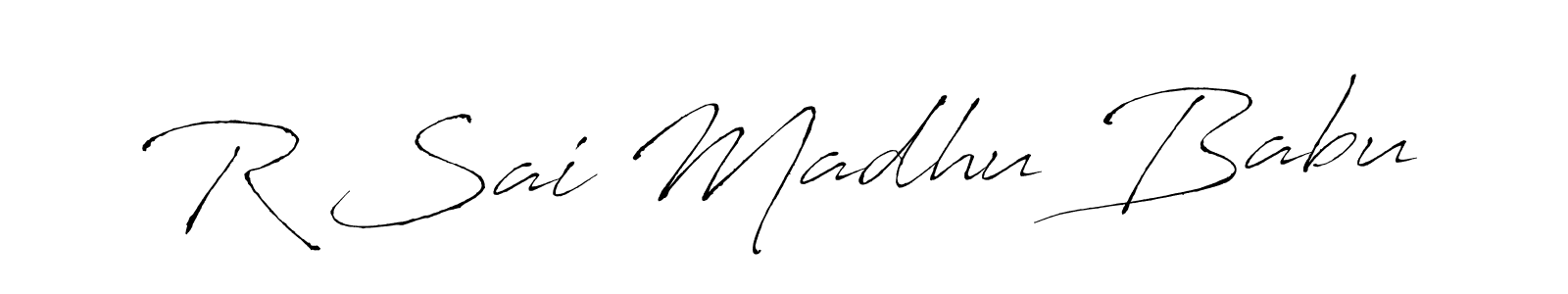 Make a beautiful signature design for name R Sai Madhu Babu. With this signature (Antro_Vectra) style, you can create a handwritten signature for free. R Sai Madhu Babu signature style 6 images and pictures png