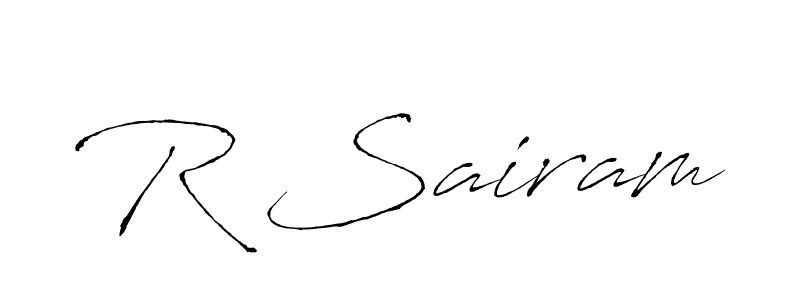 The best way (Antro_Vectra) to make a short signature is to pick only two or three words in your name. The name R Sairam include a total of six letters. For converting this name. R Sairam signature style 6 images and pictures png