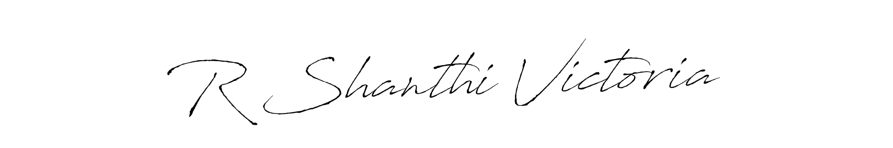 Make a beautiful signature design for name R Shanthi Victoria. With this signature (Antro_Vectra) style, you can create a handwritten signature for free. R Shanthi Victoria signature style 6 images and pictures png