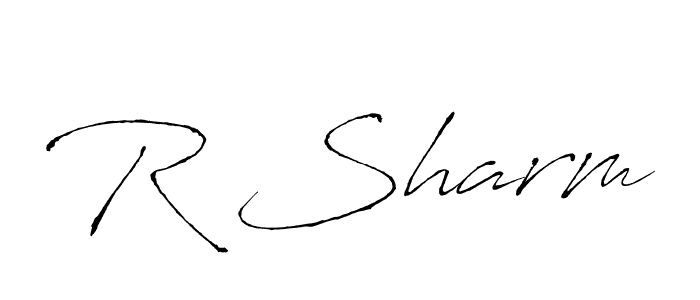 Make a beautiful signature design for name R Sharm. With this signature (Antro_Vectra) style, you can create a handwritten signature for free. R Sharm signature style 6 images and pictures png