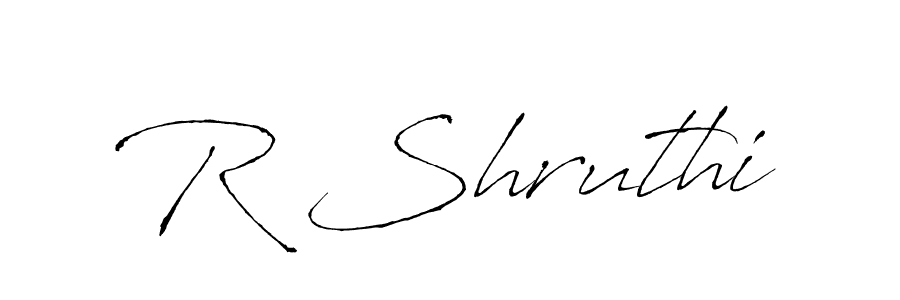 The best way (Antro_Vectra) to make a short signature is to pick only two or three words in your name. The name R Shruthi include a total of six letters. For converting this name. R Shruthi signature style 6 images and pictures png