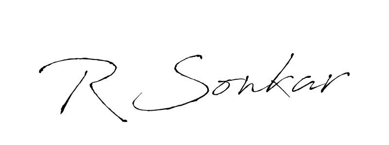 Make a beautiful signature design for name R Sonkar. With this signature (Antro_Vectra) style, you can create a handwritten signature for free. R Sonkar signature style 6 images and pictures png