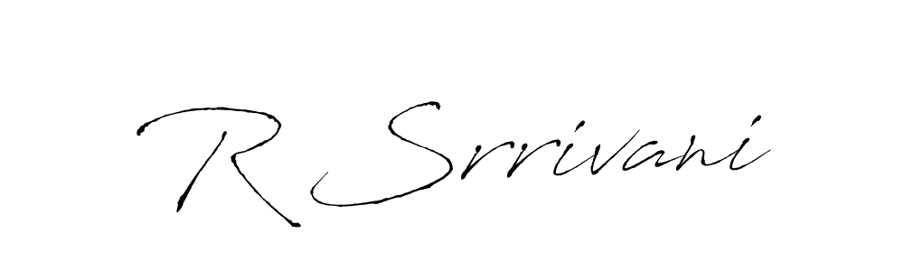 How to make R Srrivani name signature. Use Antro_Vectra style for creating short signs online. This is the latest handwritten sign. R Srrivani signature style 6 images and pictures png